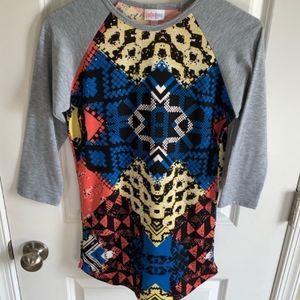 NWT LuLaRoe Gray Randy Shirt with Fun Design, Size XXS (00-0)